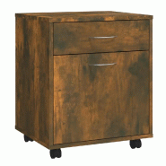Helloshop26 - Armoire roulante pratique avec tiroir 45 x 38 x 54 cm style contemporain en bois d'ingénierie chêne fumé 02_0048253 - Bois massif 300