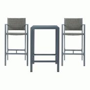 Helloshop26 - Set de table et 2 tabourets de bar Avise anthracite gris foncé 03_0010693 - 3000225351335