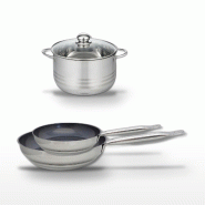 Lot Poêles 24/28 cm & Faitout 20 cm Elo Profi Therm Platinum - gris inox 3176239989724