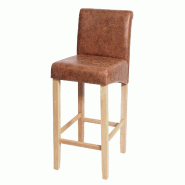 Mendler Tabouret de bar HWC-C33, chaise de bar tabouret de comptoir, bois certifié FSC® ~ imitation daim, pieds clairs, tissu/textile - marron texti