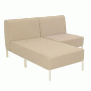 Oviala Business Salon de jardin bas modulable uni 2 places beige Oviala 144 x 153 x 78 cm - beige polyester 115928