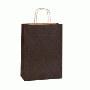 Sac kraft noir poignées torsadées 22x29+10cm - par 200 - respectueux de l'environnement