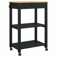 VidaXL Chariot de cuisine MONZA Noir 60 x 40 x 88,5 cm - noir Bois massif 8721364505872