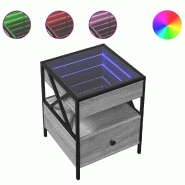 VidaXL Table de chevet avec LED infini sonoma gris 40x40x51 cm – Modèle Présence - 3284104