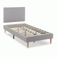 VS Venta-stock Sommier + tête de lit Aura 90x190 cm, Gris clair, hauteur 30 cm - gris polyester I23072