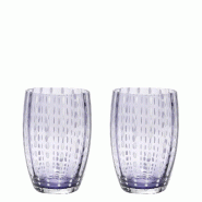 Zafferano Perle Verre Lavande - Verre Soufflé 32Cl, Fait Main, Set De 2 Verres Artisanaux Pour Eau Ou Cocktails, Design Unique - violet 8051827979163