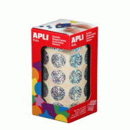 Apli 1770 gommettes rondes, diam. 20 mm, en rouleau, coloris effet holographique - 8410782116349