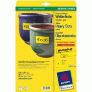 AVERY 20 étiquettes ultra-résistantes Laser jaunes, format 210 x 297 mm (20 feuilles A4 / cdt) - 4004182963807