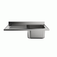 Baignoire professionnelle en acier inoxydable AISI 304, 1200x700 mm avec bassin et égoutteur à gauche, modèle sans pieds FRLV-712/11S | Sammic - 58