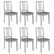 Décoshop26 - Lot de 6 chaises de salle à manger avec coussins d'assise design classique cadre en bois gris DEC025469 - gris 3000255261840 Décoshop26 - Lot de 6 chaises de salle à manger avec coussins d'assise design classique cadre en bois gris DEC025469 - gris 3000255261840