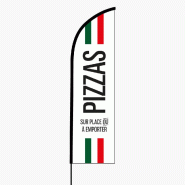 Drapeau oriflamme PIZZAS SUR PLACE OU A EMPORTER 3m08 l Drapeau Publicitaire - textile 3770030285537