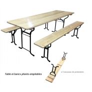 Ensemble brasserie en pin massif idéal pour les animations extérieures