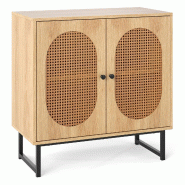 Helloshop26 - Buffet armoire de rangement en rotin 80 x 40 x 81,5 cm avec étagère réglable design bohème en bois d'ingénierie 20_0010793 - Bois m