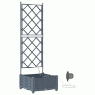 Helloshop26 - Cache-pot de jardin moderne avec irrigation 40 x 40 x 126 cm extérieur durable en acier gris clair 02_0058592 - gris acier 3000240676727