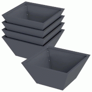 Helloshop26 - Lot de 5 cache-pots de jardin trapézoïdaux modernes 35 x 35 x 15 cm en acier anthracite 02_0052359 - métal 3000237375718
