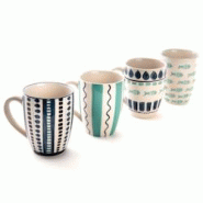 Mug Peluso x4 -  Blanc Rond Grès Amadeus 8.5x12 cm - blanc Grès 3520071882789