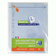 Oxford Lot de 10 Sachet de 100 pochettes perforées Quick'In, A4, en PP lisse 5/100e - 3045050460760