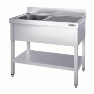 Plonge inox 1 bac avec égouttoir et étagère - P 600 mm - 1200 mm bac à gauche_0