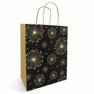 Sac kraft lisse Artifice noir/or poignées torsadées 18x8x22cm - par 50