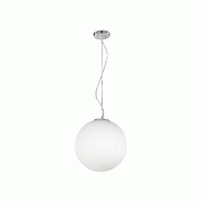 Suspension en verre blanc, douille 2xE27, puissance maximale 60 W, diamètre 40 cm, hauteur réglable, design moderne et élégant - Perenz - blanc 6346