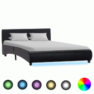 VidaXL Cadre de lit avec LED sans matelas noir 140x200 cm Modèle Oerlissex - 285483