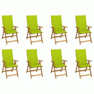 VidaXL Chaises Pliables De Jardin Avec Coussins Lot De 8 Bois D Acacia - vert 3075065