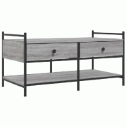 VidaXL Table basse sonoma gris 99x50x50 cm bois d'ingénierie Modèle Atlas Office Concept - 833963