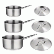 Vogue Set de 3 casseroles inox avec couvercle, 900 ml, 1,5 Litres, 3 Litres - 5050984272073 Vogue Set de 3 casseroles inox avec couvercle, 900 ml, 1,5 Litres, 3 Litres - 5050984272073