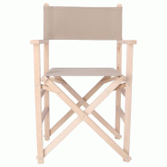WellHome - Fauteuil director sunset finition non vernie - toile gris pierre 51x46x86 cm - beige WH13257