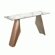 AC ANGEL CERDA Angel Cerdá Console rectangulaire en marbre porcelainé, acier sable métallisé et noyer 3296C 150 x 50 x 80 - blanc porcelaine 84356