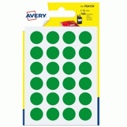 AVERY Lot de 10 Etui de 168 pastilles adhésives, diamètre 15 mm, coloris vert (7 feuilles / cdt) - PSA15V