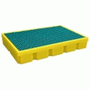 Bac de rétention rectangle 100L - Caillebotis amovible en polyéthylène - Capacité 600 kg