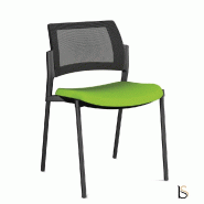 Chaise visiteurs 4 pieds Kyos dossier résille noire - SOKOA - Noir, Gris, Noir_0