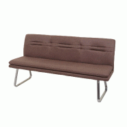 Décoshop26 - Banc de salle à manger banquette rembourrée avec dossier en tissu marron et acier inoxydable brossé longueur 180 cm 04_0005852 - marr