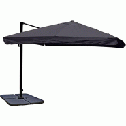 Décoshop26 - Parasol de restauration 3x3m (Ø4,24m) polyester/aluminium 23kg anthracite avec support 04_0003325 - aluminium 3000315732693