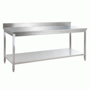 GastroHero Table de travail en inox Basique 18x6 avec étagère inférieure et dosseret, à monter soi-même - YATS186A