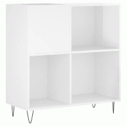 Helloshop26 - Armoire à disques moderne pratique rangement 84,5 x 38 x 89 cm style industriel en bois d'ingénierie blanc brillant 02_0049169 - blanc