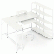 Helloshop26 - Bureau en L avec bibliothèque de rangement 160 x 108 x 109,5 cm station de charge pratique style moderne en bois 20_0010906 - métal 30