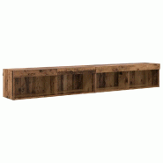 Helloshop26 - Lot de 2 meubles TV muraux modernes avec éclairage LED 100 x 30 x 30 cm en bois d'ingénierie ancien 02_0052828 - Bois massif 300023761