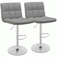 Helloshop26 - Lot de 2 tabourets de bar pivotants 42,5 x 43 x 96,5-116,5 cm confort ergonomique design épuré en similicuir gris 20_0012541 - 3000227