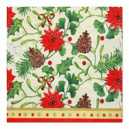 Papstar 600 serviettes, 3-plis pliage 1/4 33 cm x 33 cm Winterly - vert papier 88686