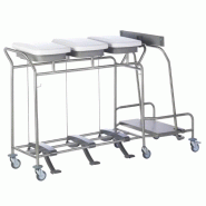 Sclessin 374.776S Chariot Porte-Sacs 3 Sacs Couvercles et Pédales Professionnel - 374.776S