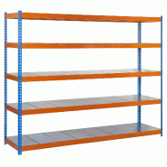 SimonRack Rayonnage industriel, 2000x1200x450 mm, 400 kg au point de flexion, 5 étagères métalliques, Bleu/Orange/Galvanisé- Ecoforte - orange mé