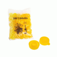 100 capsules jaunes pour bouteille avec languette en plastique - 8414271096891
