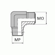 Coudes mâle ORFS x mâle NPT 90° - 1/2' , 21.22 , 13/16' , 20.63
