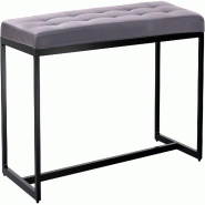 Décoshop26 - Banc d'entrée contemporain largeur 100cm à structure en métal noir assise capitonnée en similicuir gris 10_0006170 - métal 3000265423276 Décoshop26 - Banc d'entrée contemporain largeur 100cm à structure en métal noir assise capitonnée en similicuir gris 10_0006170 - métal 3000265423276