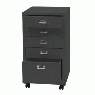 Décoshop26 - Caisson à tiroirs meuble de bureau 75 x 40 x 41 cm 5 tiroirs en métal gris foncé 04_0008270 - gris métal 3000262515363