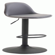 Décoshop26 - Tabouret de bar avec repose-pieds design moderne en synthétique bleu pieds en métal noir mat 10_0000277 - bleu métal 3000861569606
