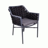 emh Fauteuil professionnel Chubby empilable – structure aluminium anthracite et cordage gris foncé – design moderne – usage chr intérieur/ext�