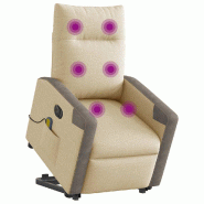 Fauteuil inclinable de massage électrique Crème Tissu Modèle Irelia - 8721158644787